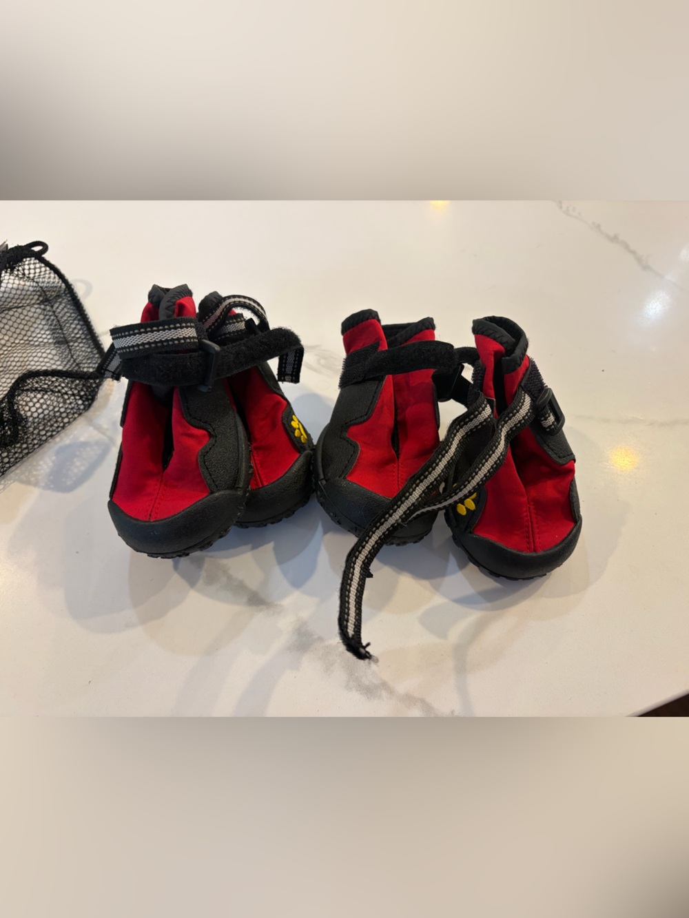Dog Red and Black Waterproof Booties with Adjustable Straps - Used Once